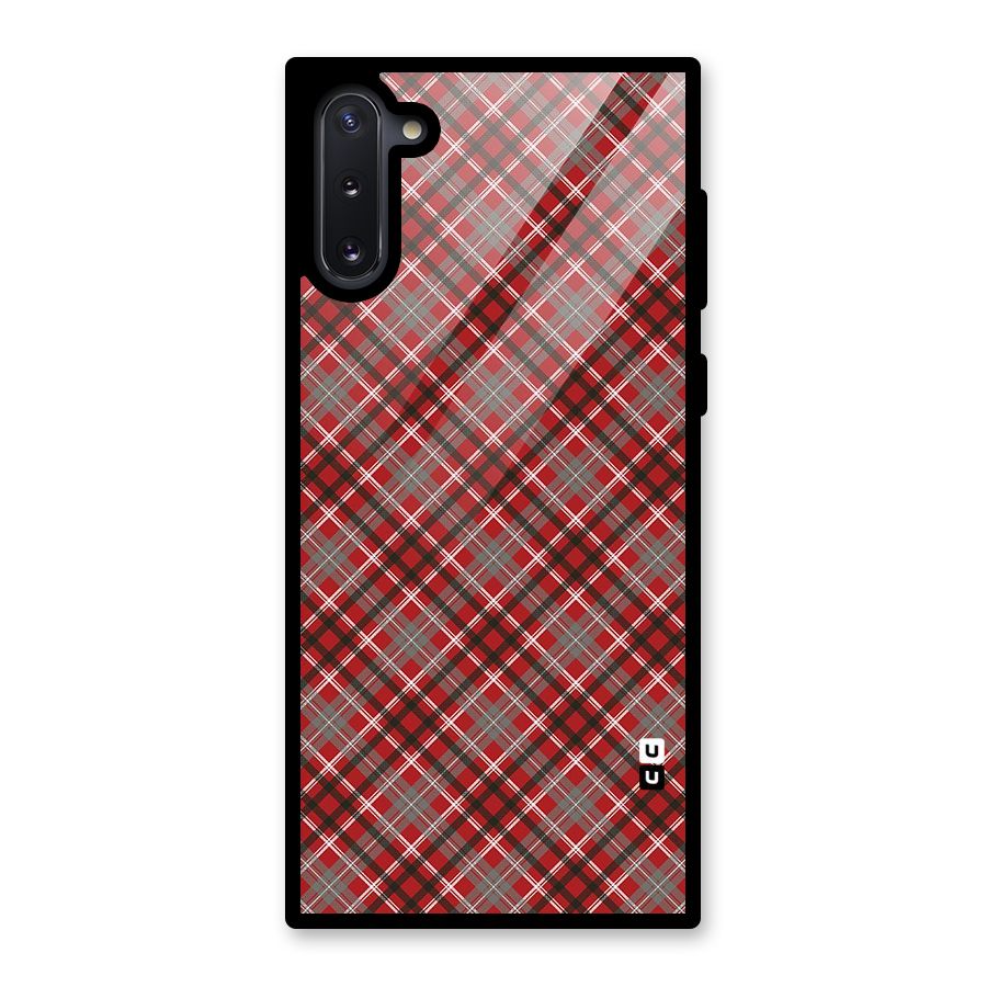 Textile Check Pattern Glass Back Case for Galaxy Note 10