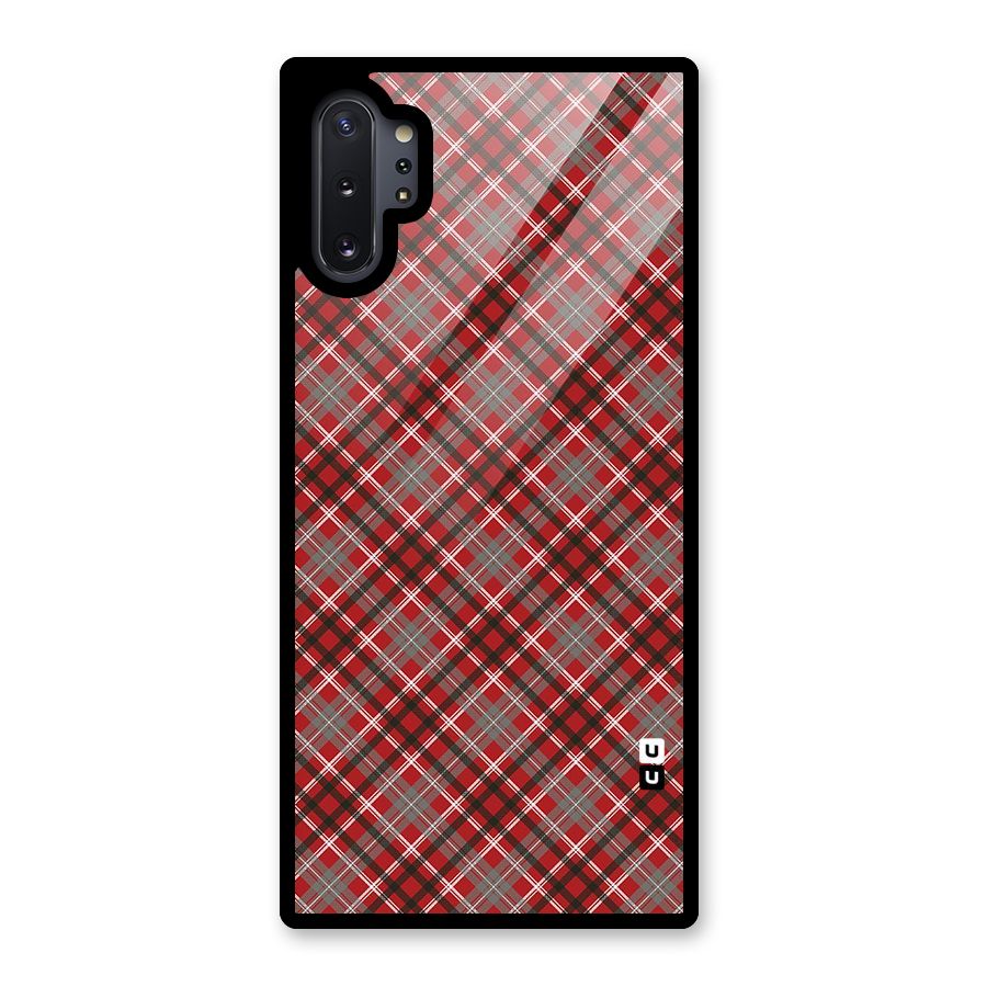 Textile Check Pattern Glass Back Case for Galaxy Note 10 Plus