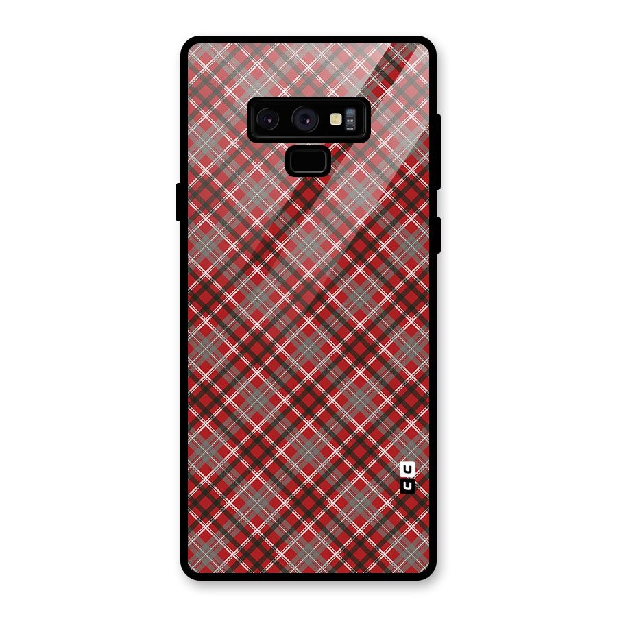 Textile Check Pattern Glass Back Case for Galaxy Note 9