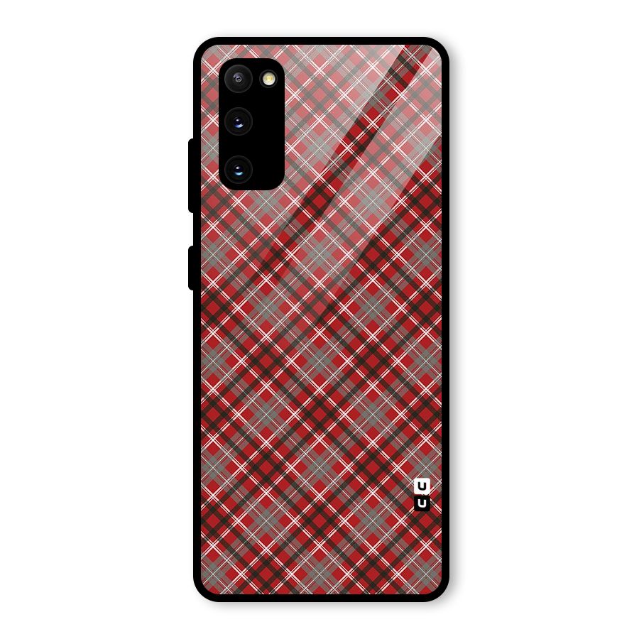 Textile Check Pattern Glass Back Case for Galaxy S20 FE 5G