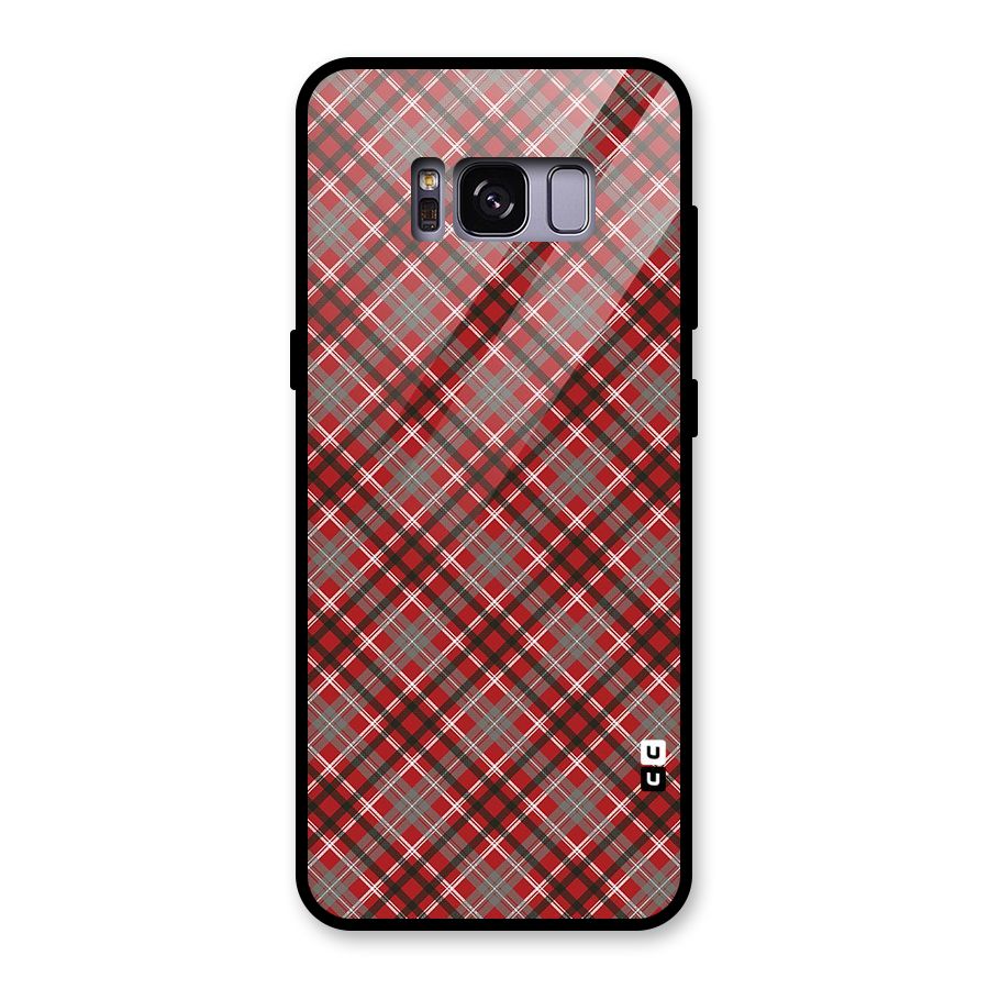 Textile Check Pattern Glass Back Case for Galaxy S8