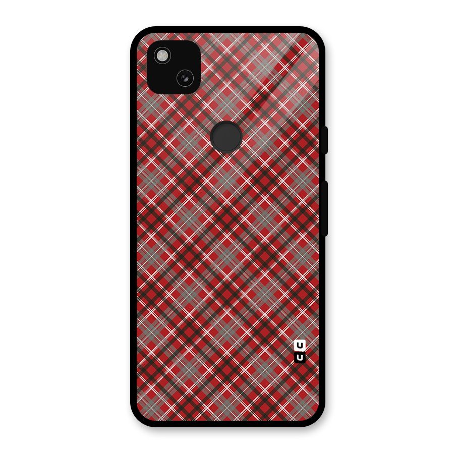 Textile Check Pattern Glass Back Case for Google Pixel 4a