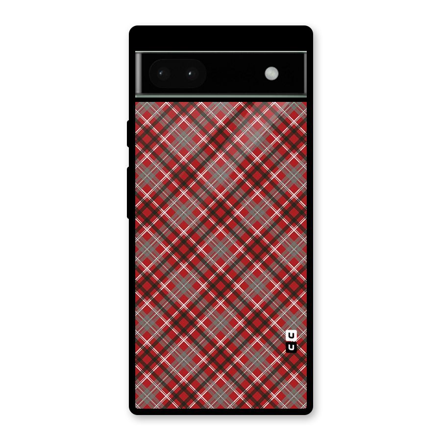 Textile Check Pattern Glass Back Case for Google Pixel 6a