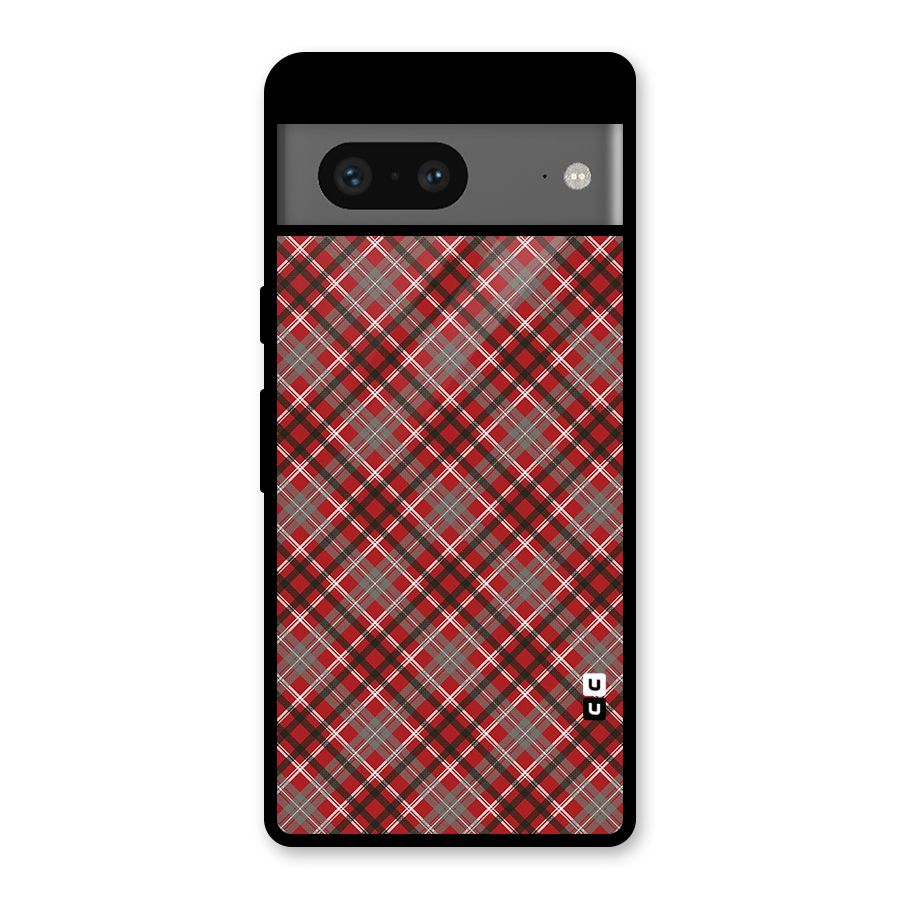 Textile Check Pattern Glass Back Case for Google Pixel 7