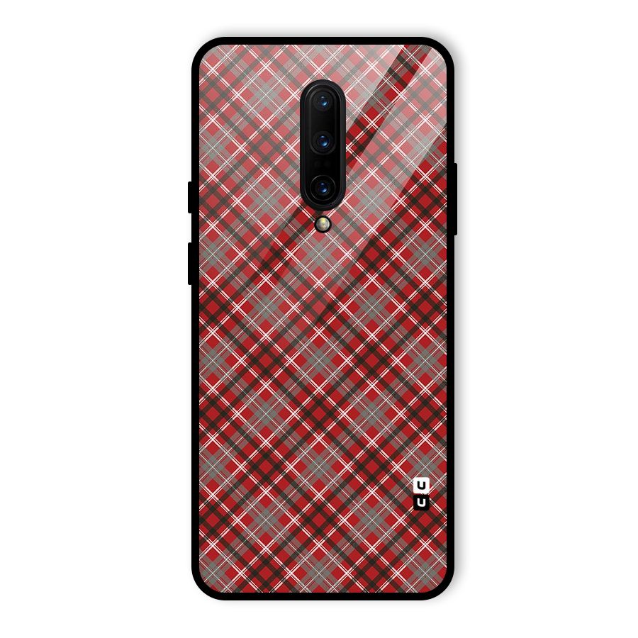 Textile Check Pattern Glass Back Case for OnePlus 7 Pro