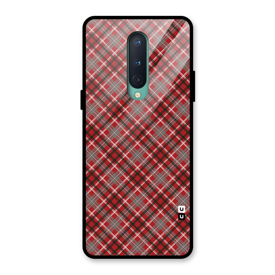 Textile Check Pattern Glass Back Case for OnePlus 8