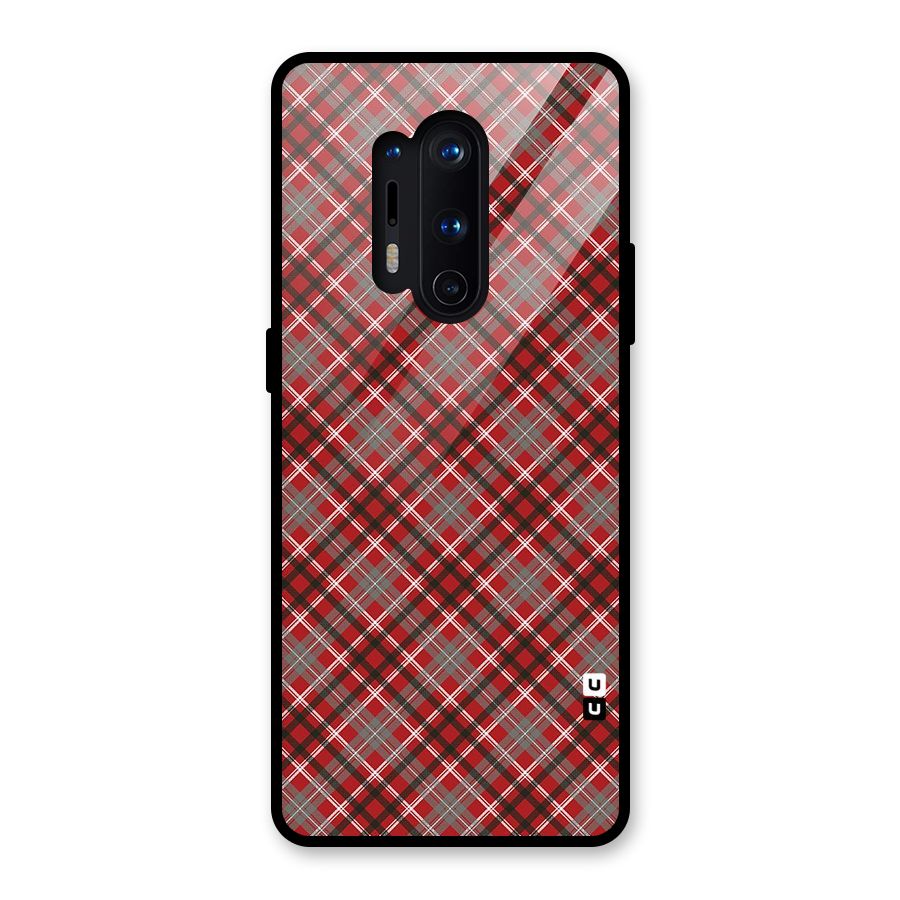 Textile Check Pattern Glass Back Case for OnePlus 8 Pro