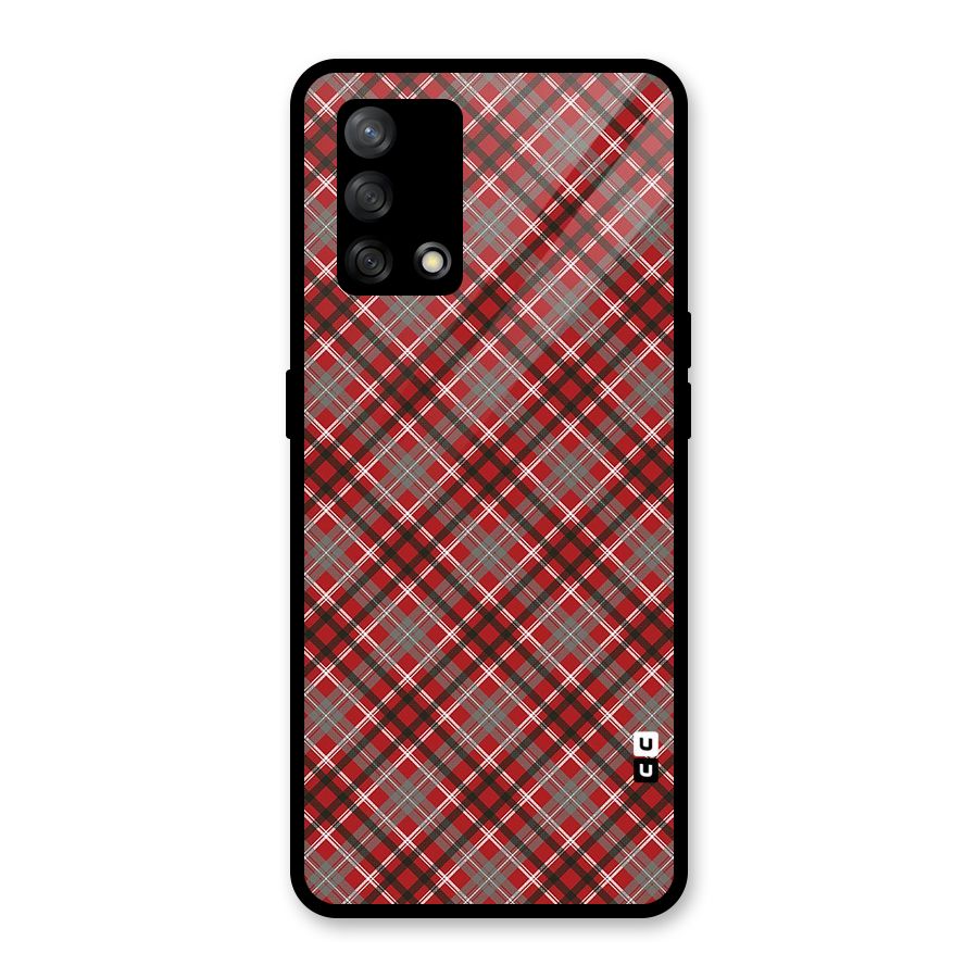 Textile Check Pattern Glass Back Case for Oppo F19
