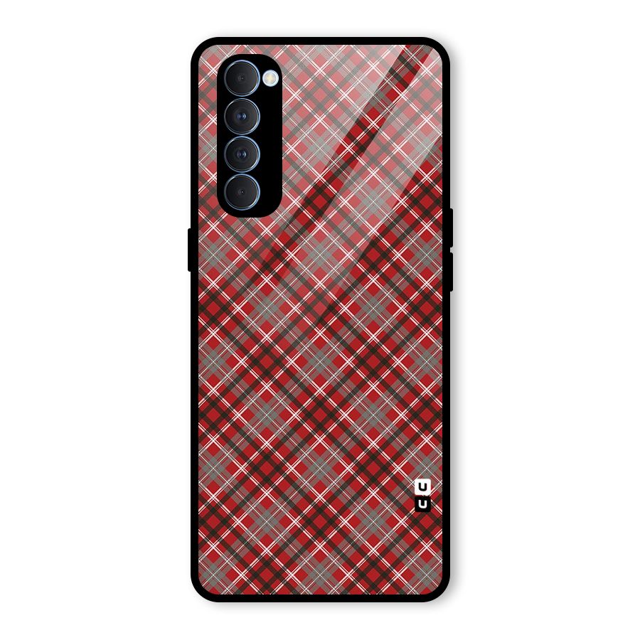 Textile Check Pattern Glass Back Case for Oppo Reno4 Pro