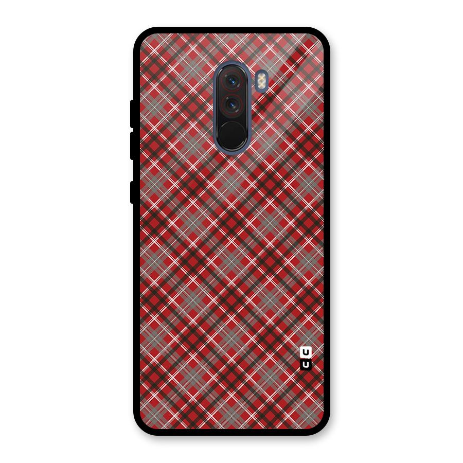 Textile Check Pattern Glass Back Case for Poco F1