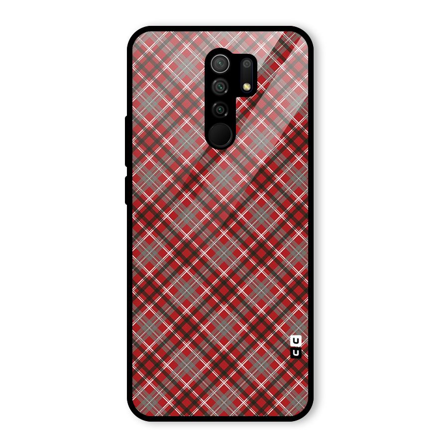 Textile Check Pattern Glass Back Case for Poco M2