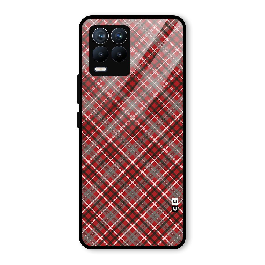 Textile Check Pattern Glass Back Case for Realme 8 Pro