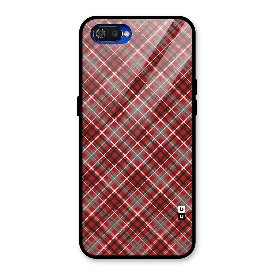 Textile Check Pattern Glass Back Case for Realme C2