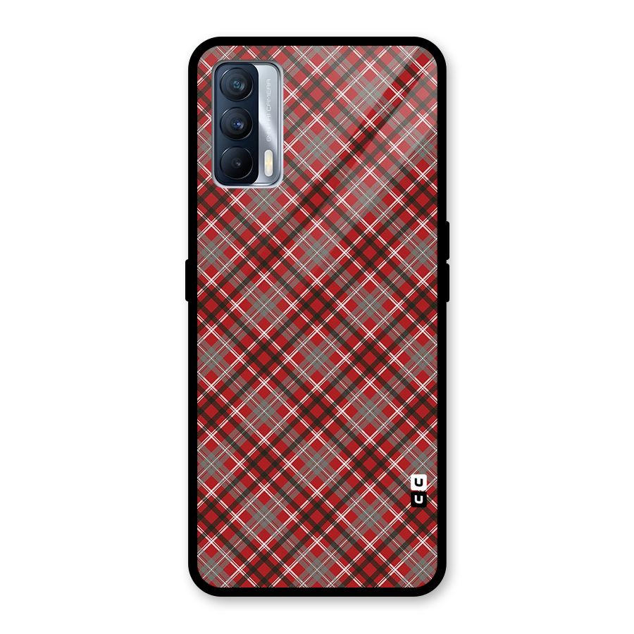 Textile Check Pattern Glass Back Case for Realme X7