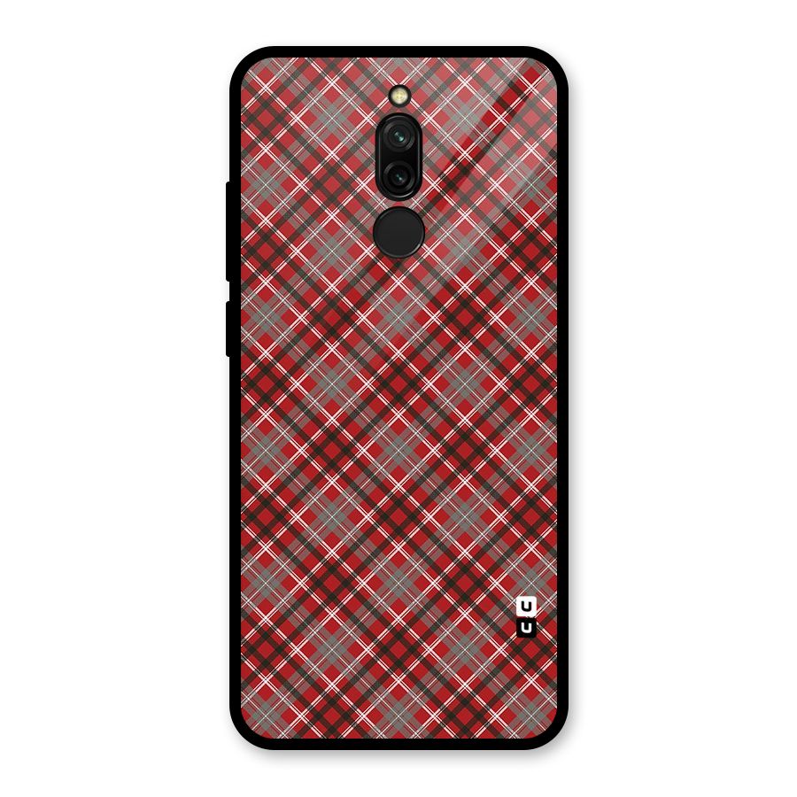 Textile Check Pattern Glass Back Case for Redmi 8