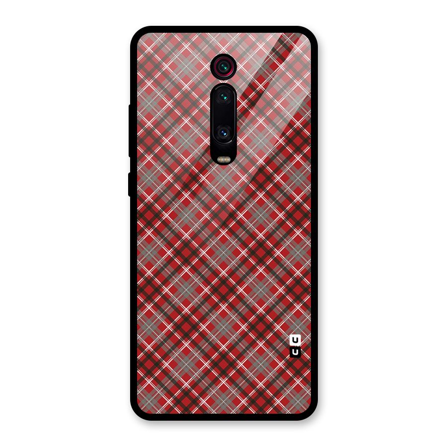 Textile Check Pattern Glass Back Case for Redmi K20