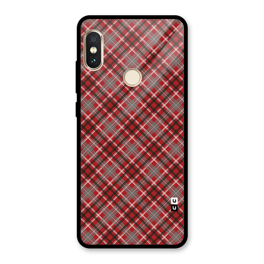 Textile Check Pattern Glass Back Case for Redmi Note 5 Pro