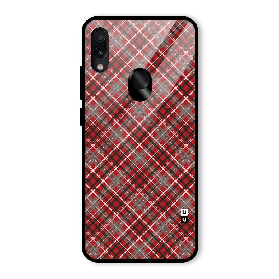 Textile Check Pattern Glass Back Case for Redmi Note 7 Pro
