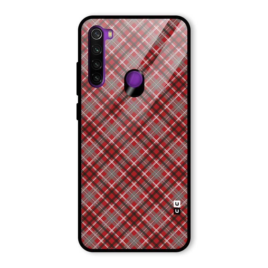 Textile Check Pattern Glass Back Case for Redmi Note 8
