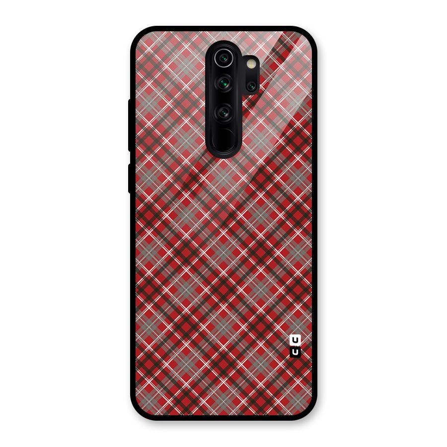 Textile Check Pattern Glass Back Case for Redmi Note 8 Pro