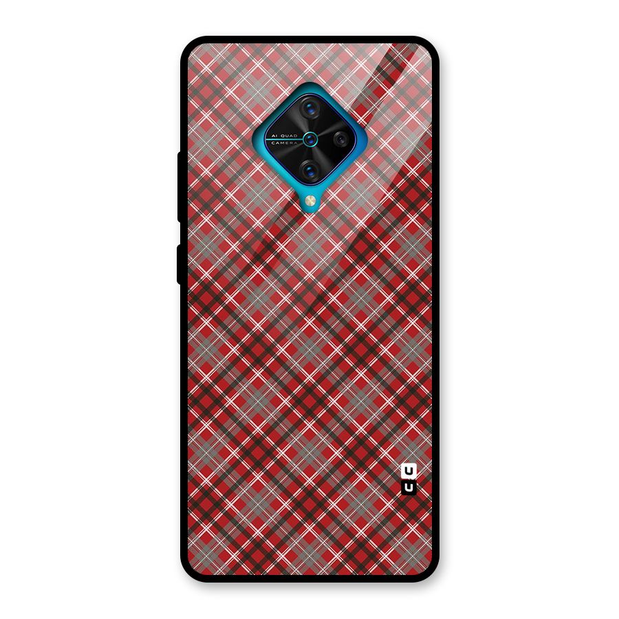 Textile Check Pattern Glass Back Case for Vivo S1 Pro