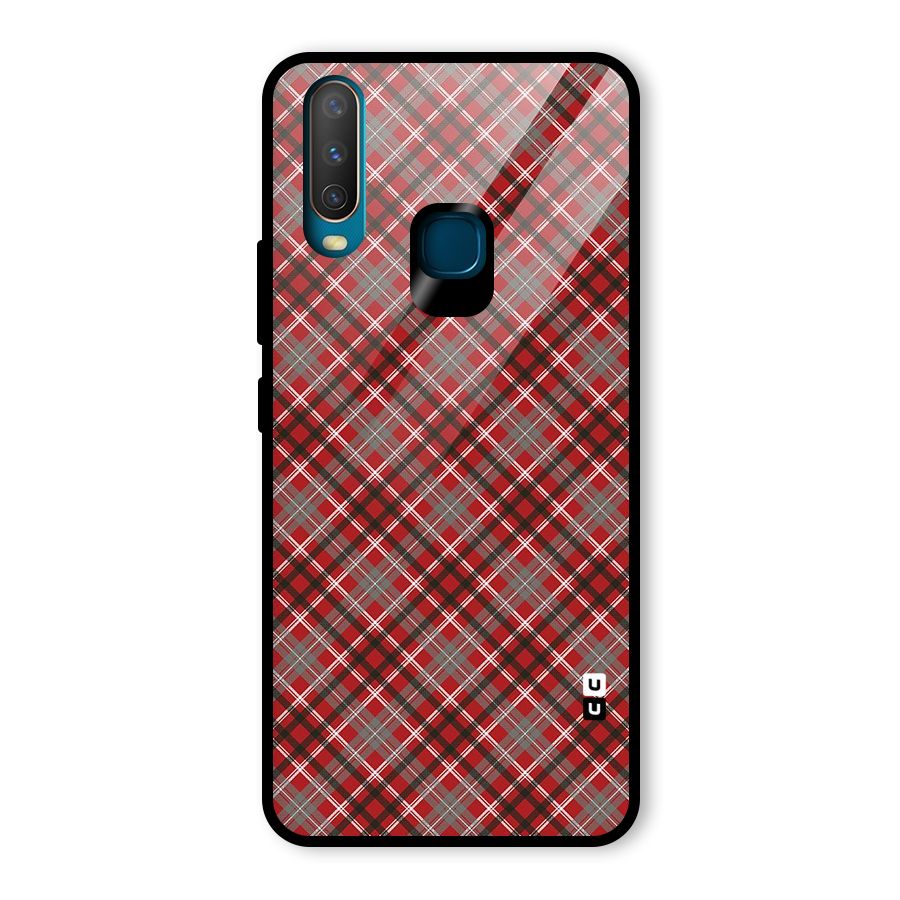Textile Check Pattern Glass Back Case for Vivo U10