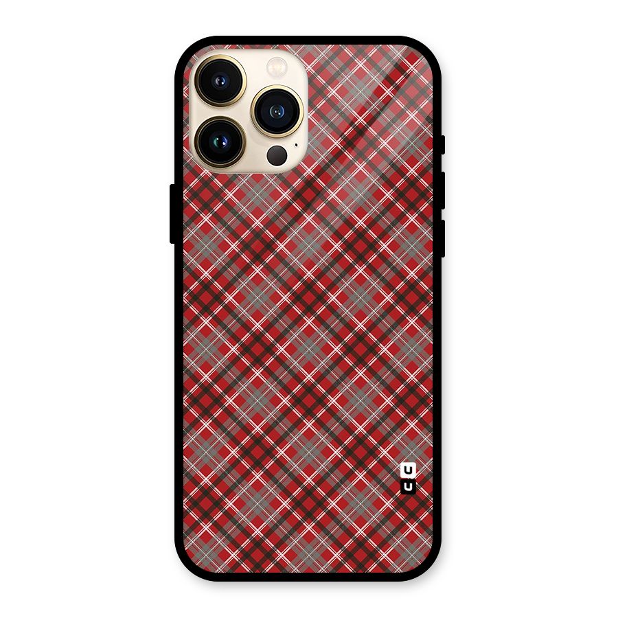 Textile Check Pattern Glass Back Case for iPhone 13 Pro Max