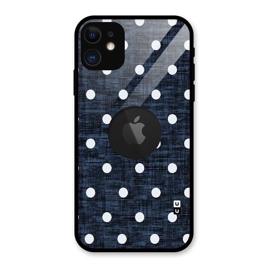 Textured Dots Glass Back Case for iPhone 11 Logo Cut