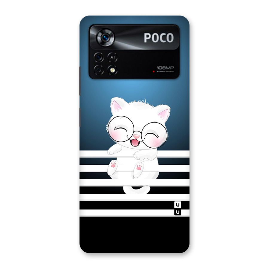 The Cat on Stripes Back Case for Poco X4 Pro 5G