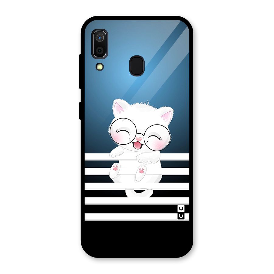 The Cat on Stripes Glass Back Case for Galaxy A30