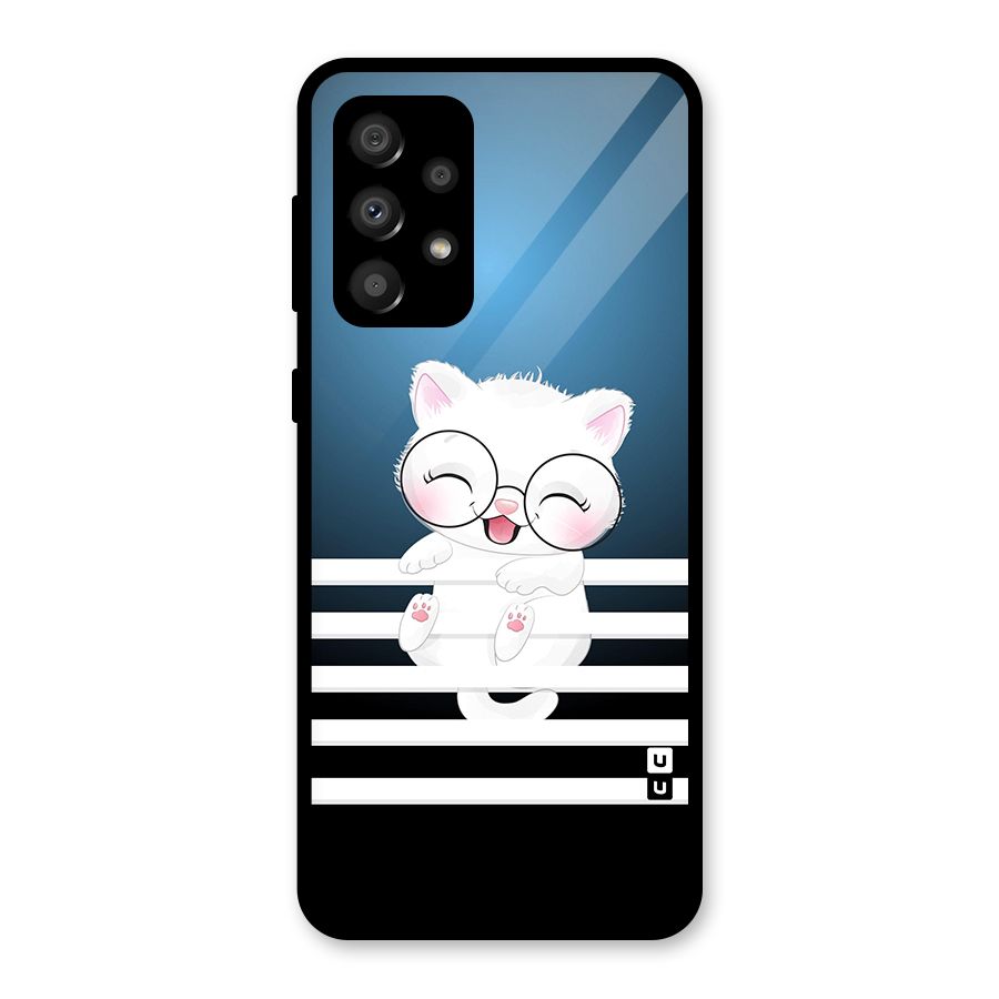 The Cat on Stripes Glass Back Case for Galaxy A32