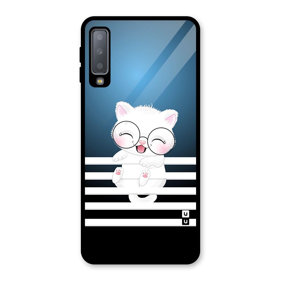 The Cat on Stripes Glass Back Case for Galaxy A7 (2018)