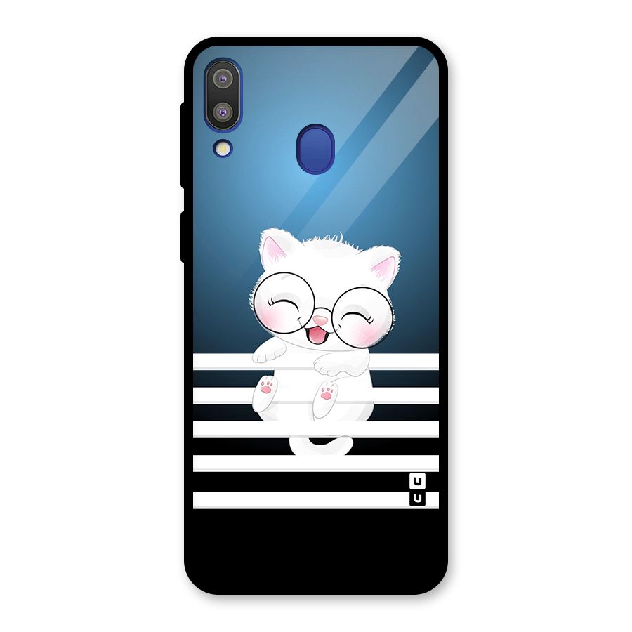 The Cat on Stripes Glass Back Case for Galaxy M20