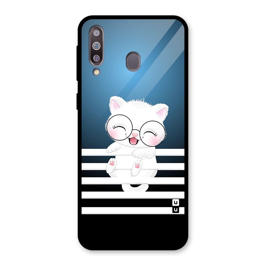 The Cat on Stripes Glass Back Case for Galaxy M30