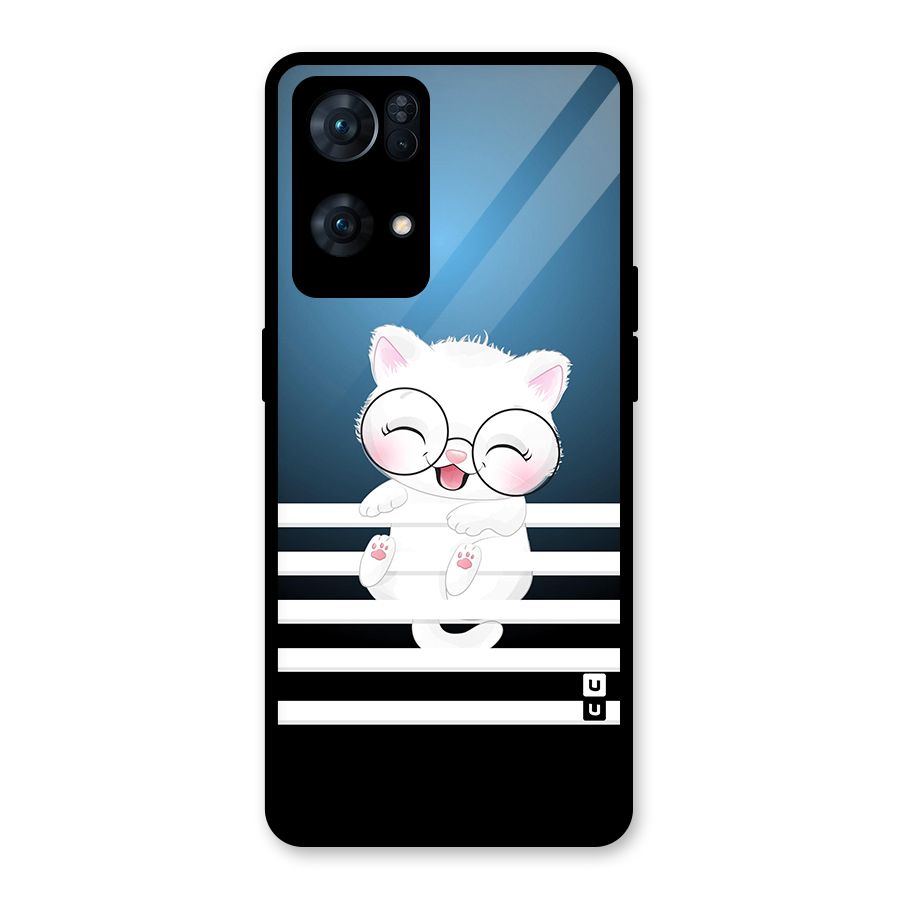 The Cat on Stripes Glass Back Case for Oppo Reno7 Pro 5G