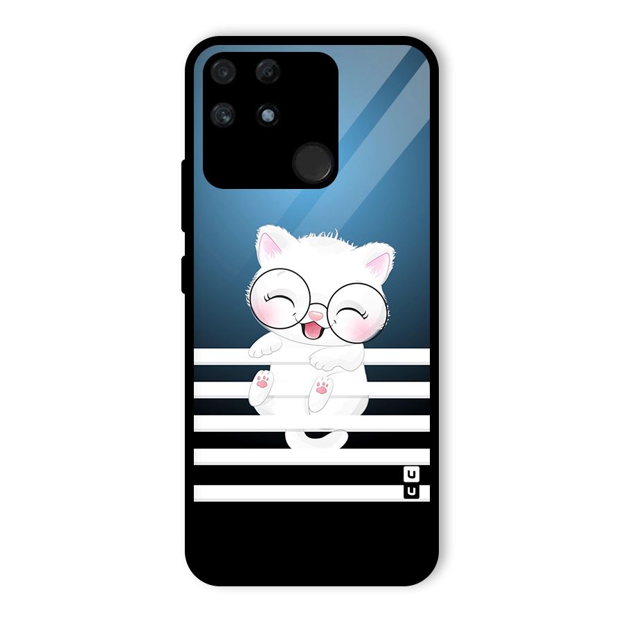 The Cat on Stripes Glass Back Case for Realme Narzo 50A