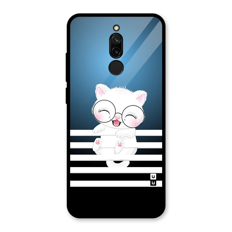 The Cat on Stripes Glass Back Case for Redmi 8