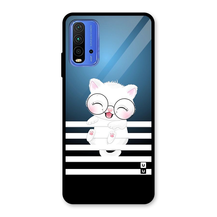 The Cat on Stripes Glass Back Case for Redmi 9 Power