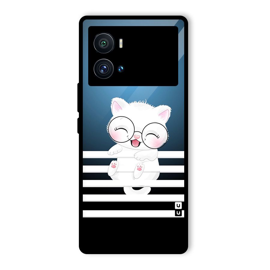 The Cat on Stripes Glass Back Case for Vivo iQOO 9 Pro