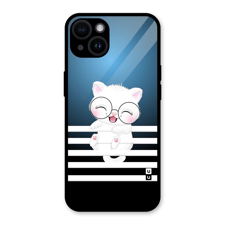 The Cat on Stripes Glass Back Case for iPhone 14