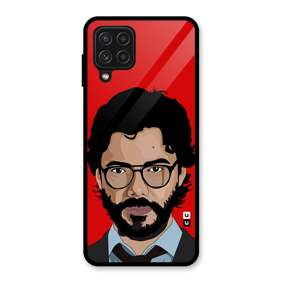 The Professor Illustration Art Glass Back Case for Galaxy A22 4G