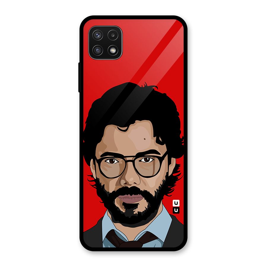 The Professor Illustration Art Glass Back Case for Galaxy A22 5G