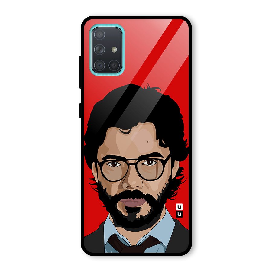 The Professor Illustration Art Glass Back Case for Galaxy A71