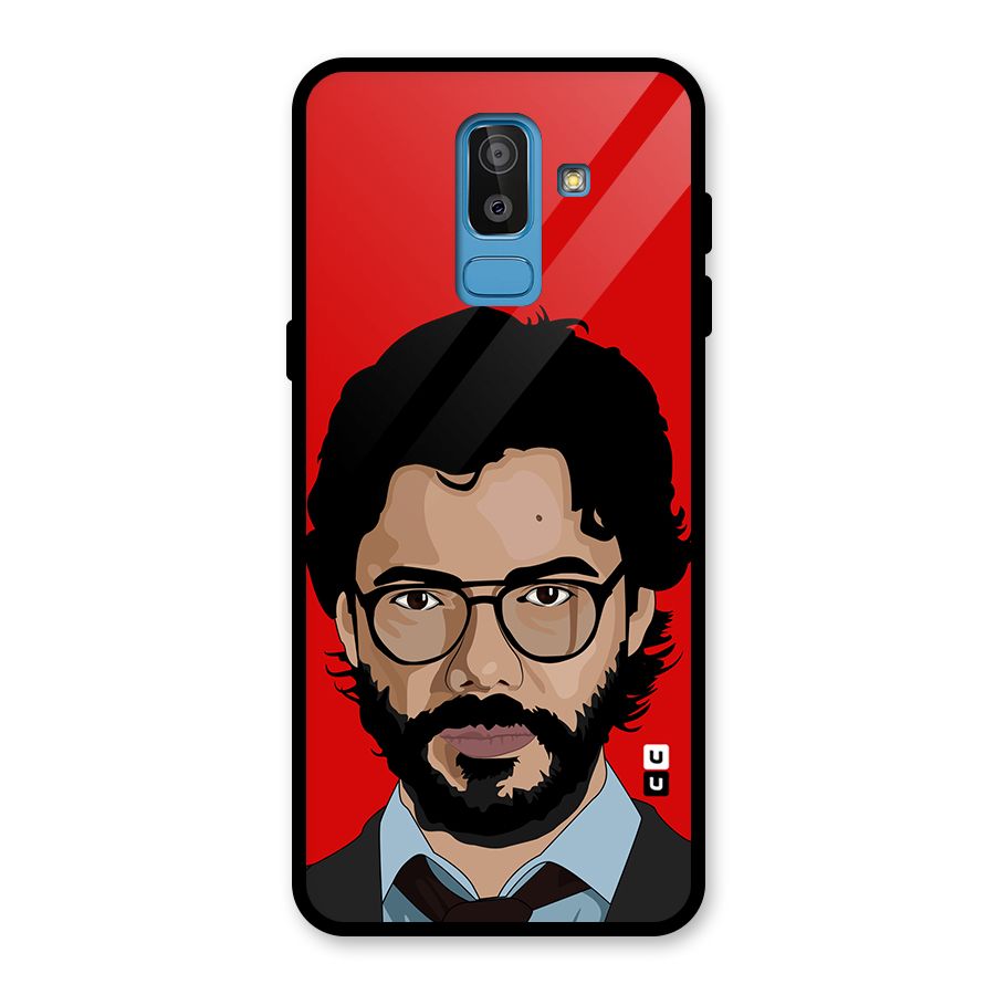 The Professor Illustration Art Glass Back Case for Galaxy J8