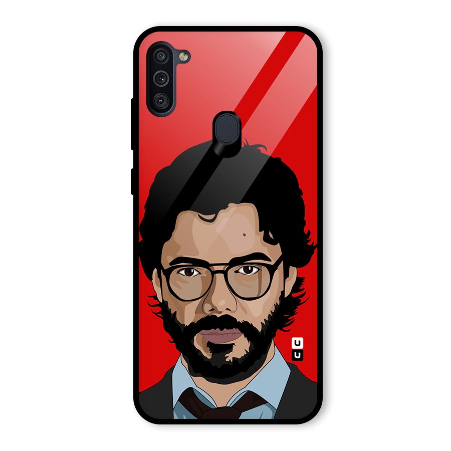 The Professor Illustration Art Glass Back Case for Galaxy M11