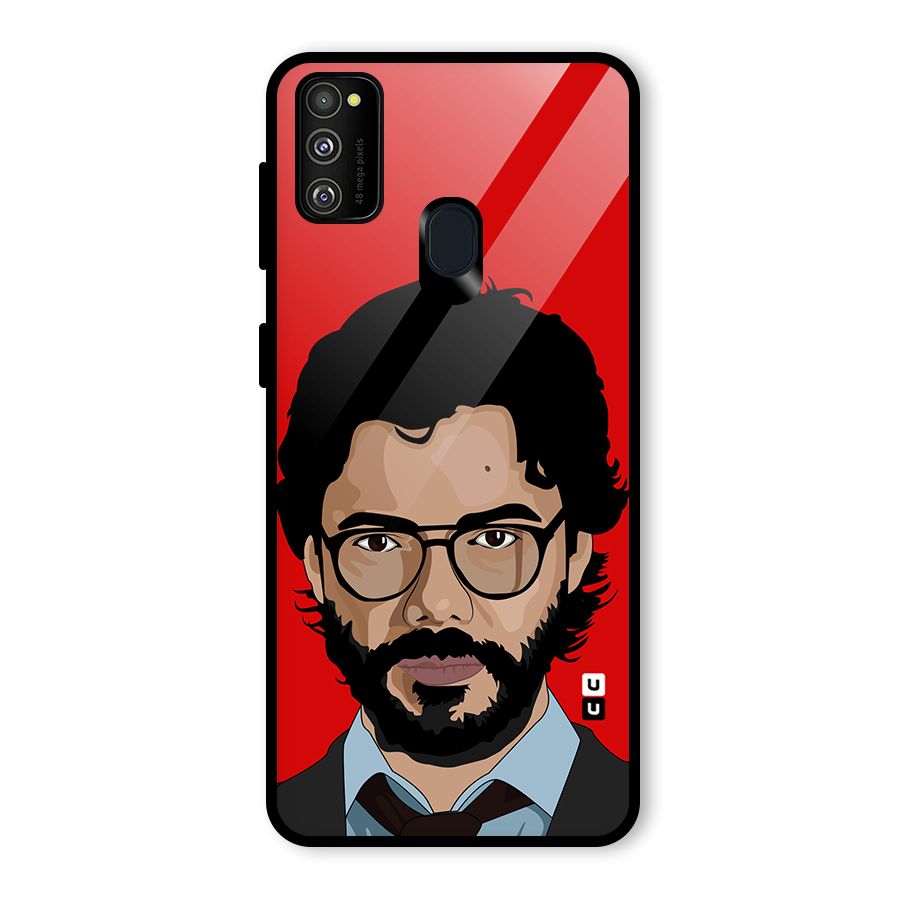 The Professor Illustration Art Glass Back Case for Galaxy M30s