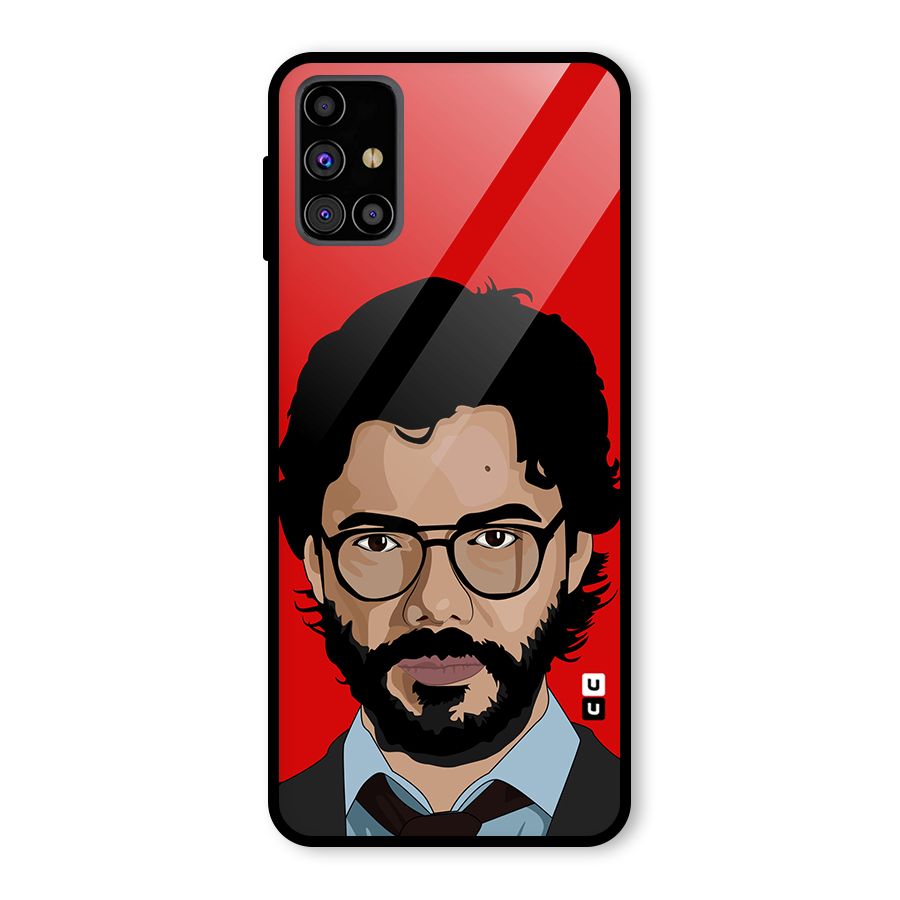 The Professor Illustration Art Glass Back Case for Galaxy M31s