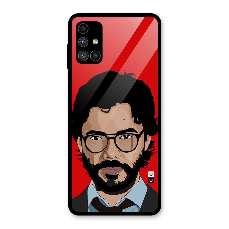 The Professor Illustration Art Glass Back Case for Galaxy M51