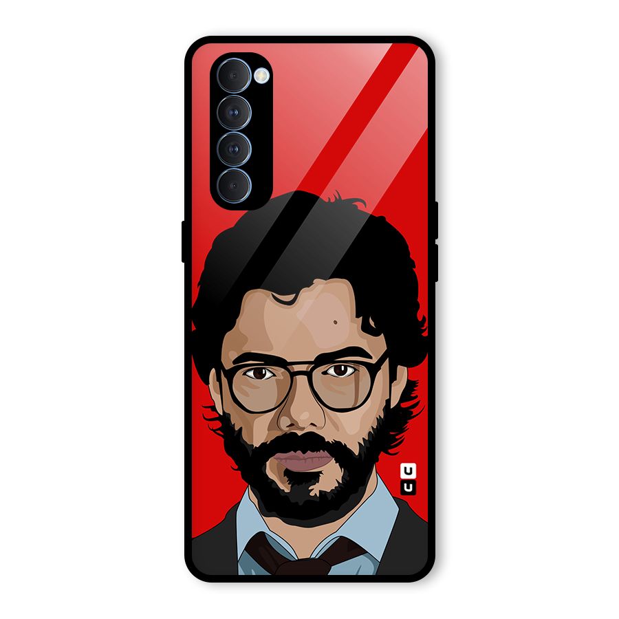 The Professor Illustration Art Glass Back Case for Oppo Reno4 Pro