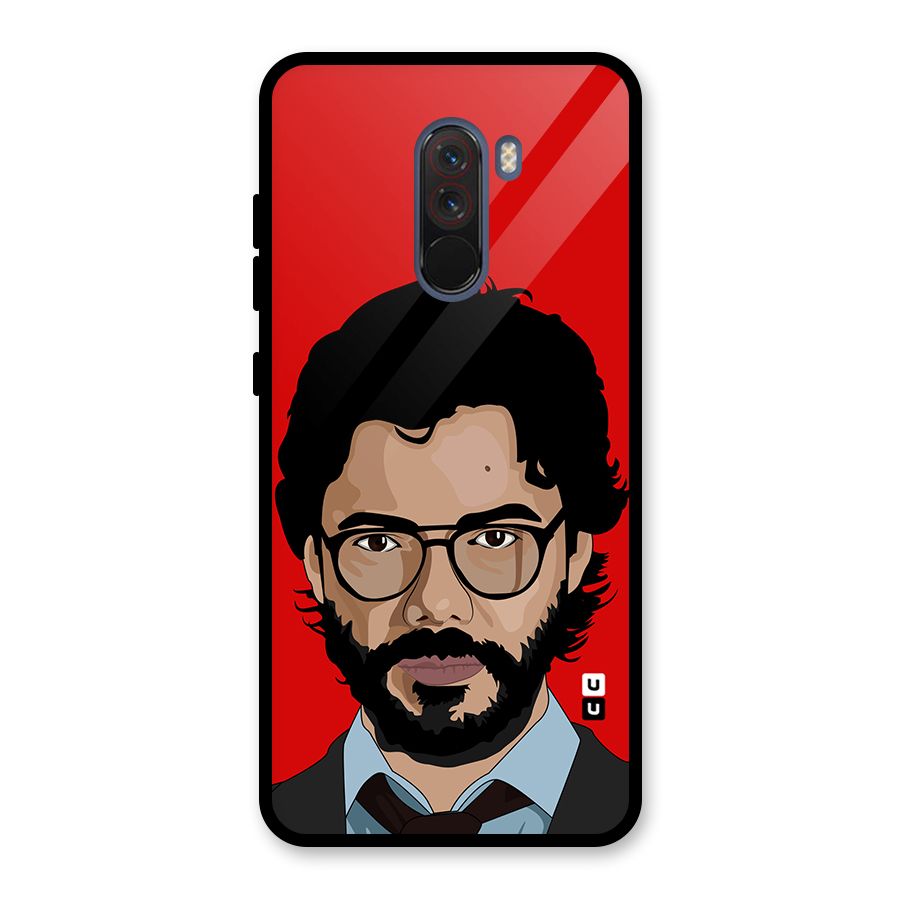The Professor Illustration Art Glass Back Case for Poco F1
